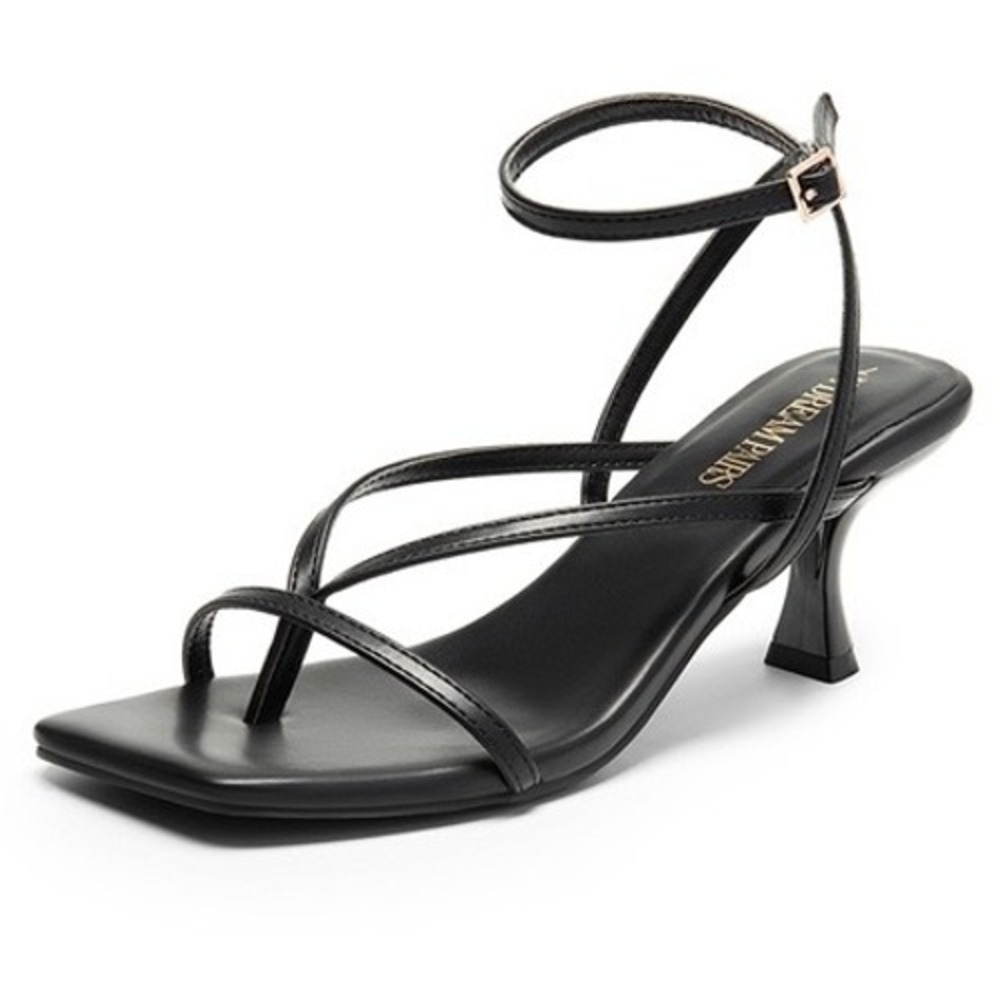Dream Pairs Dreamy Black Strappy Kitten Heels Square Toe Sandals Womens Sz 8